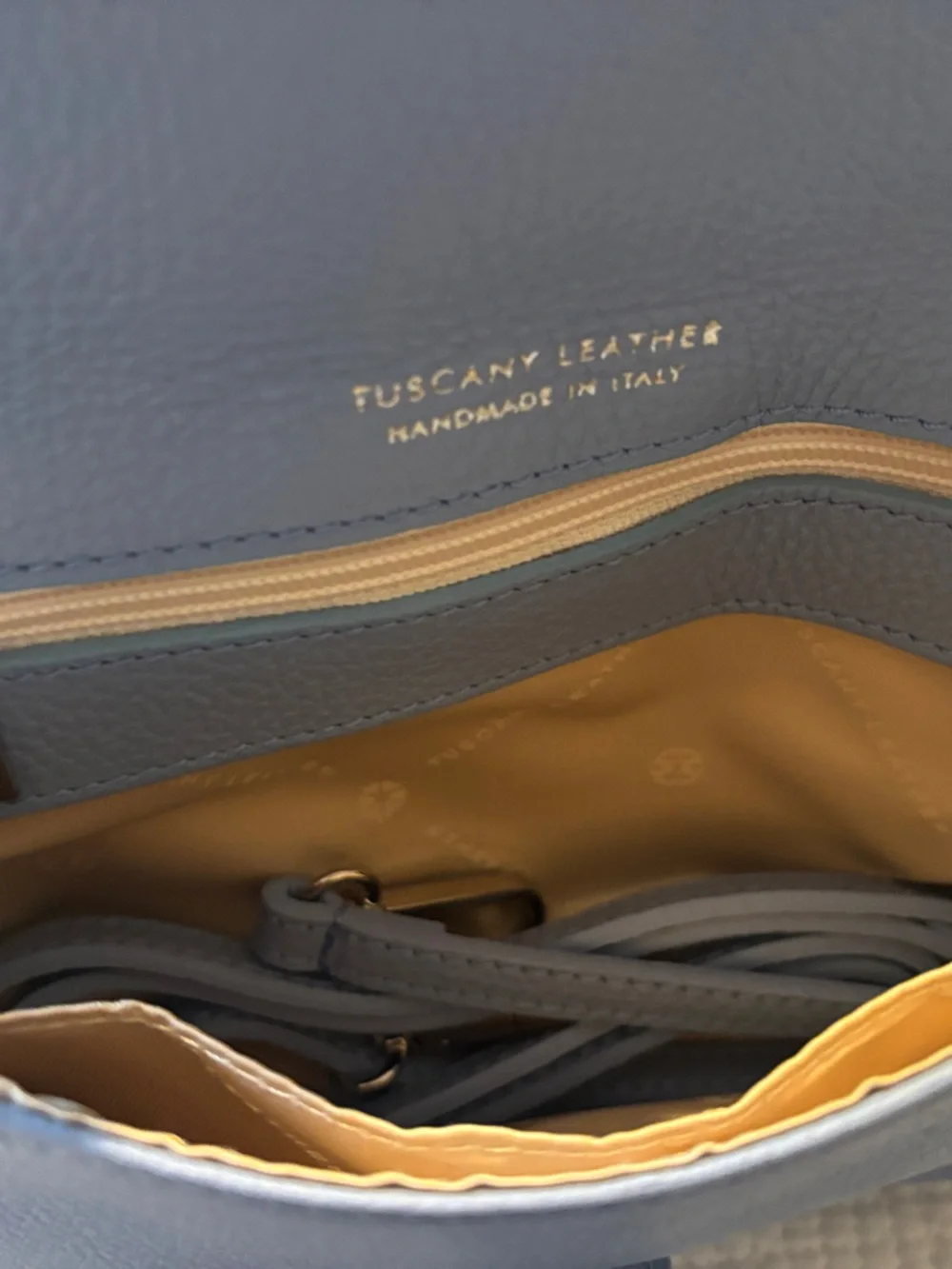 Blue Leather Wristlet Clutch